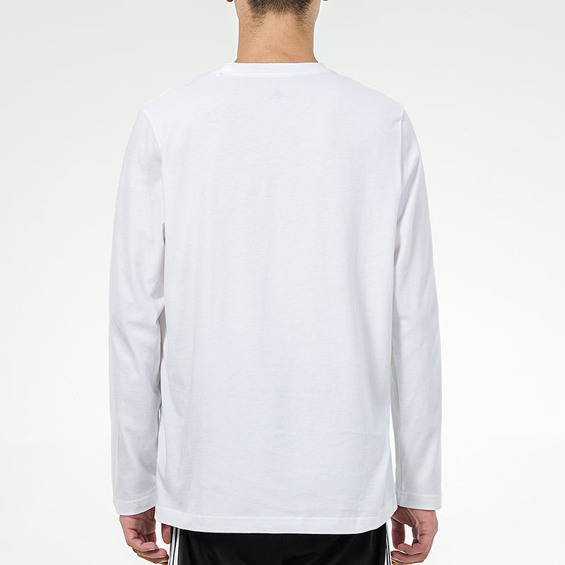 adidas M Bl Sj Ls T Logo Printing Sports Round Neck Long Sleeves White H31117