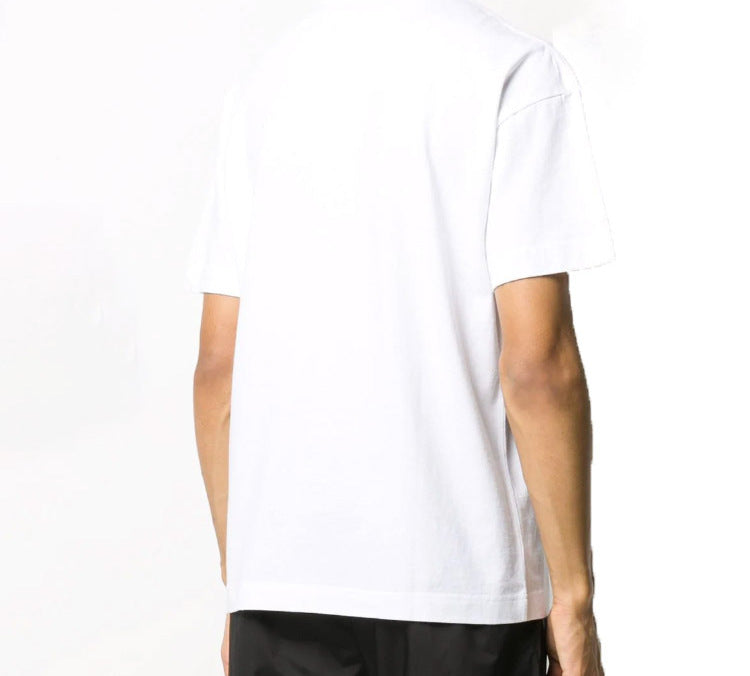 Men's PALM ANGELS Chest Large Logo Printing Short Sleeve White PMAA001E20JER0050137