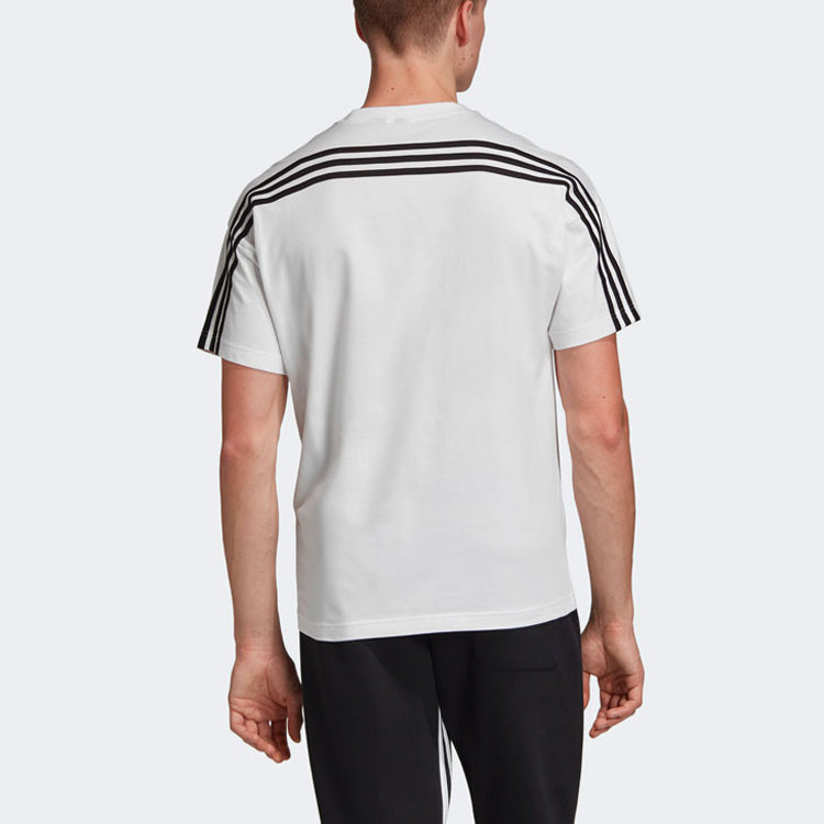 adidas M MH 3S Tee Stripe Sports Round Neck Short Sleeve White DX7656