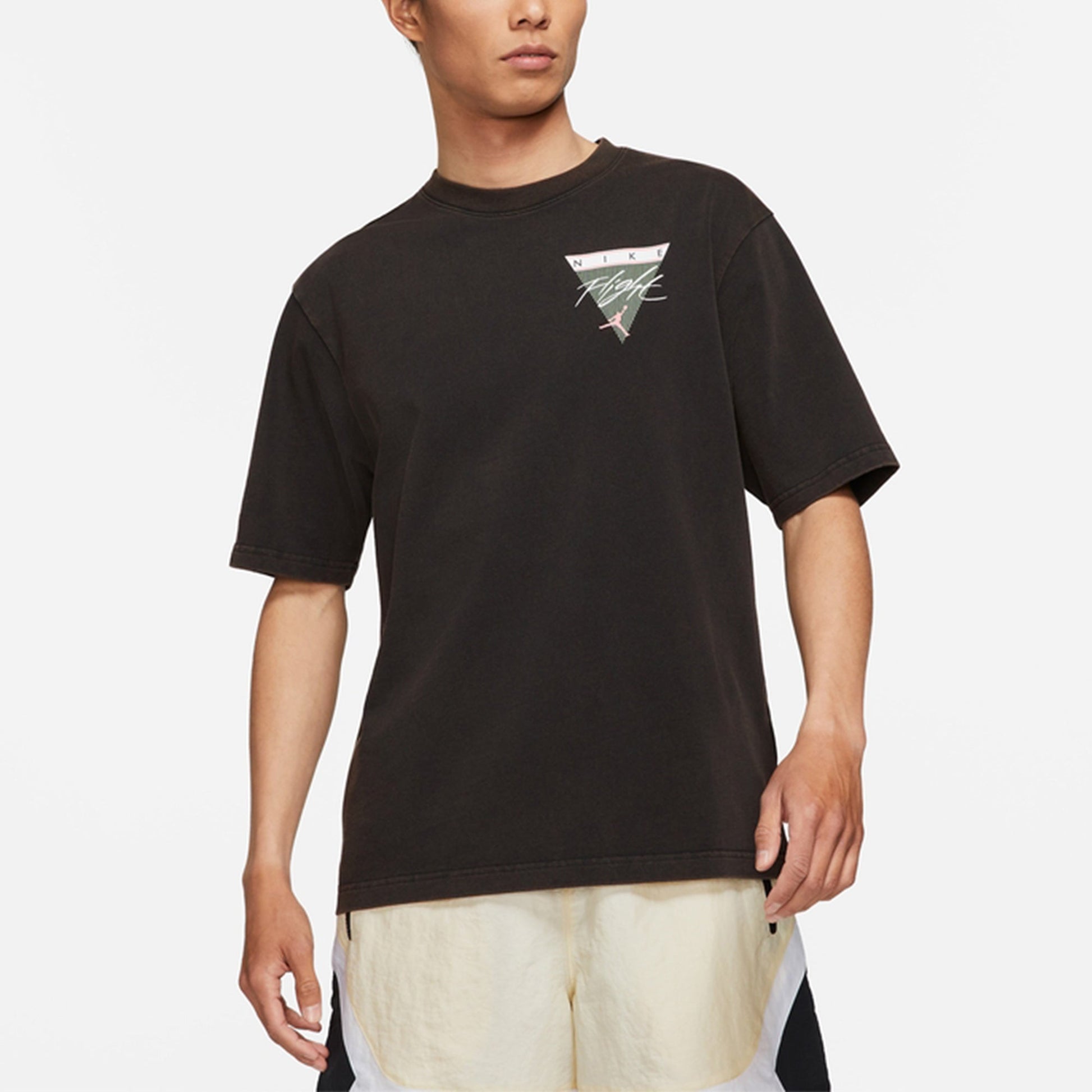 Men's Air Jordan Flight Essentials Washed Basketball Sports Printing Round Neck Short Sleeve Black T-Shirt CZ8064-010