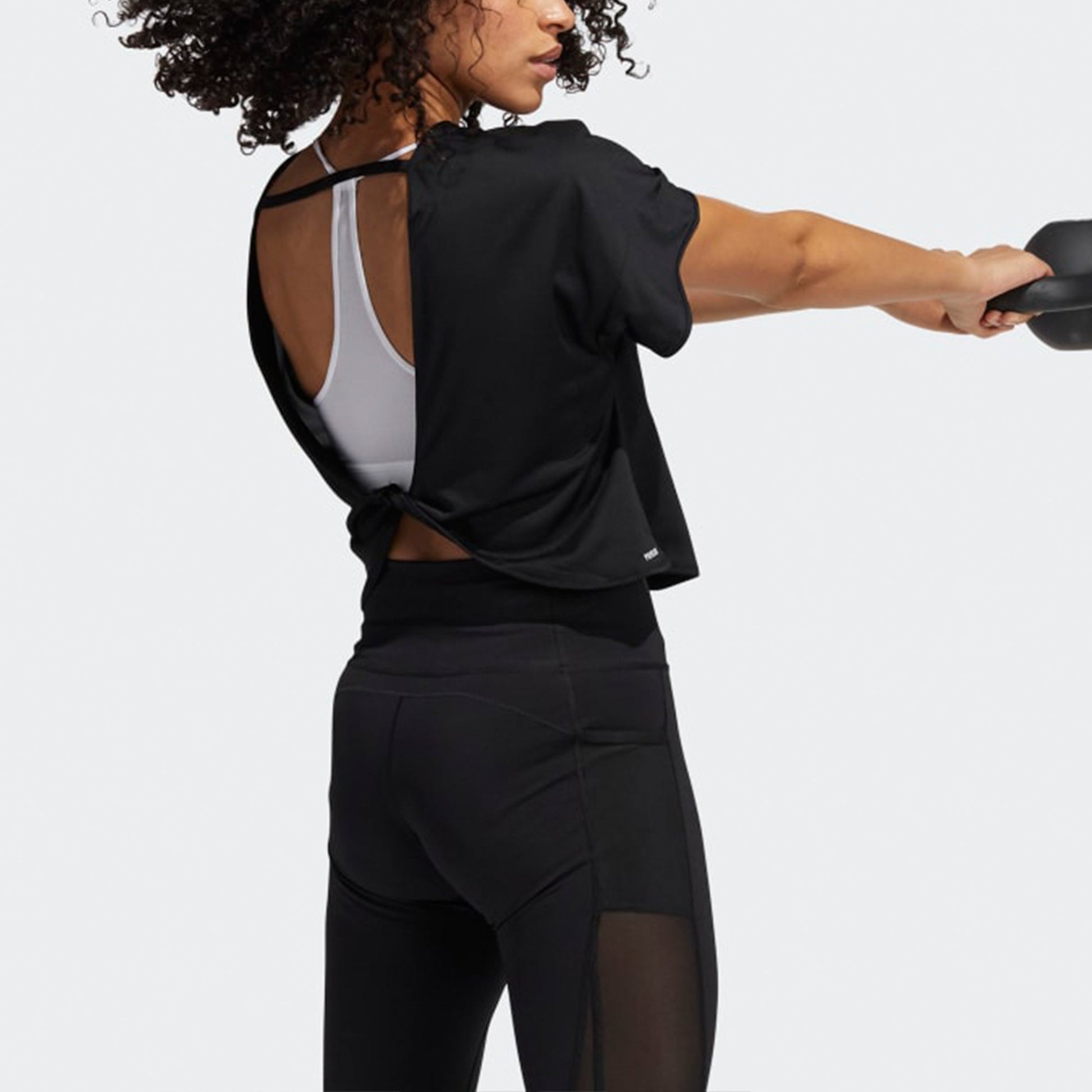 (WMNS) adidas Primeblue Tee Back Hollow Out Sports Breathable Short Sleeve Black GR8082