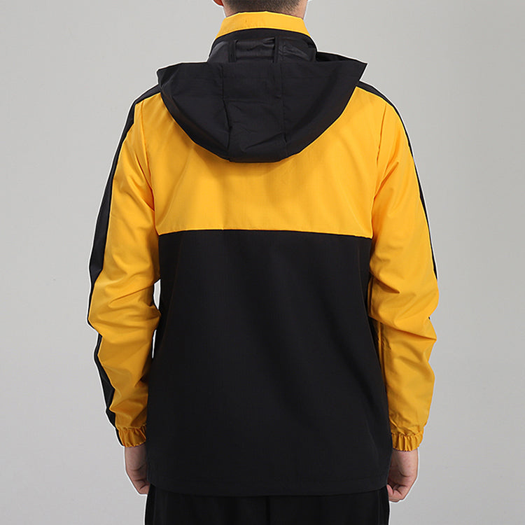 Men's adidas neo CS C/B WB Casual Sports Jacket Black Gold Colorblock GL7189