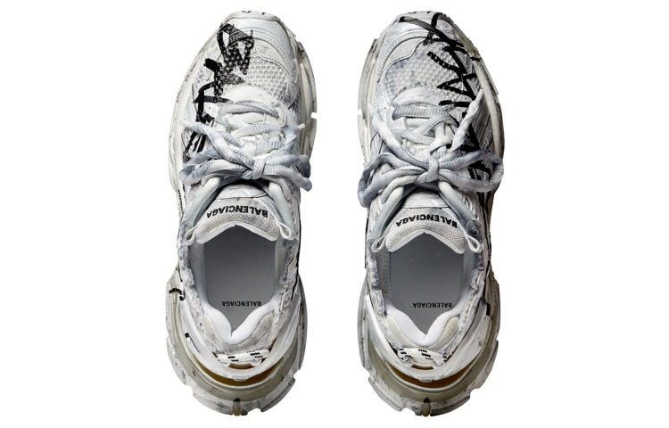 Balenciaga Runner Graffiti Sneakers 'Black and White Mesh and Nylon' 677403W3RBQ9010