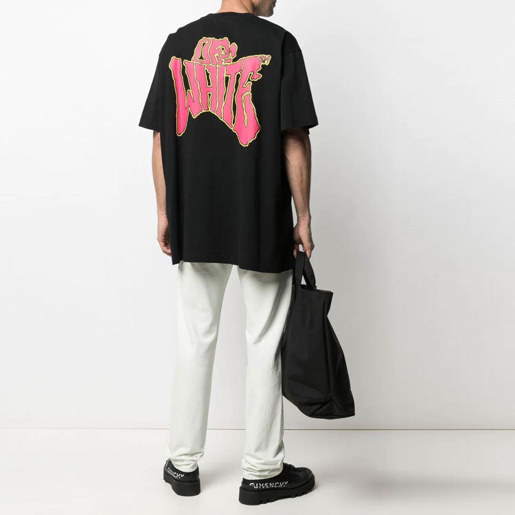 Off-White SS21 Alphabet Logo Printing Short Sleeve Loose Fit Black OMAA038S21JER0101025