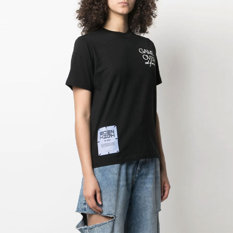 McQ Alexander McQueen SS21 Slogan Printing Round Neck Short Sleeve Black 624665-RQJ74-1000