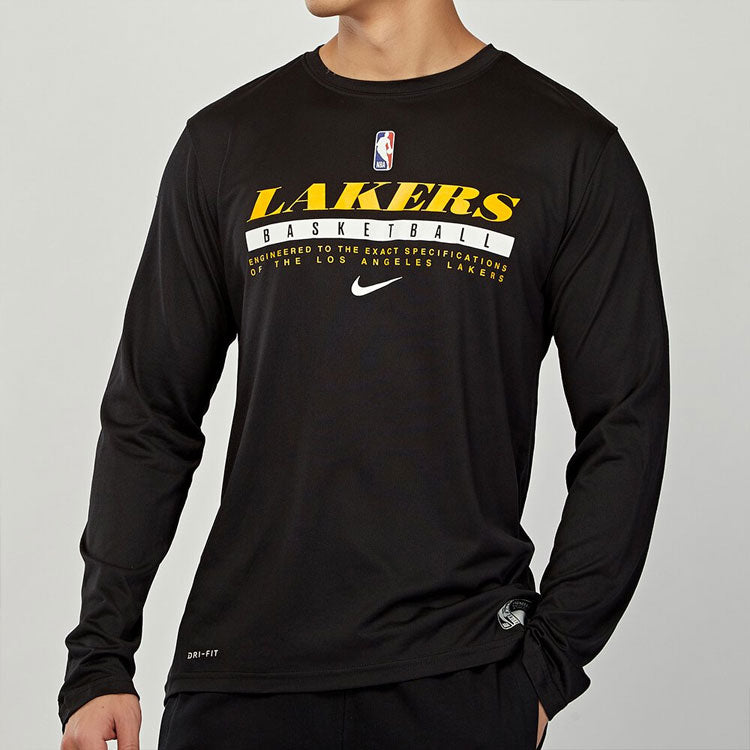 Nike NBA Alphabet Printing Basketball Sports Round Neck Long Sleeves Black CK8319-010