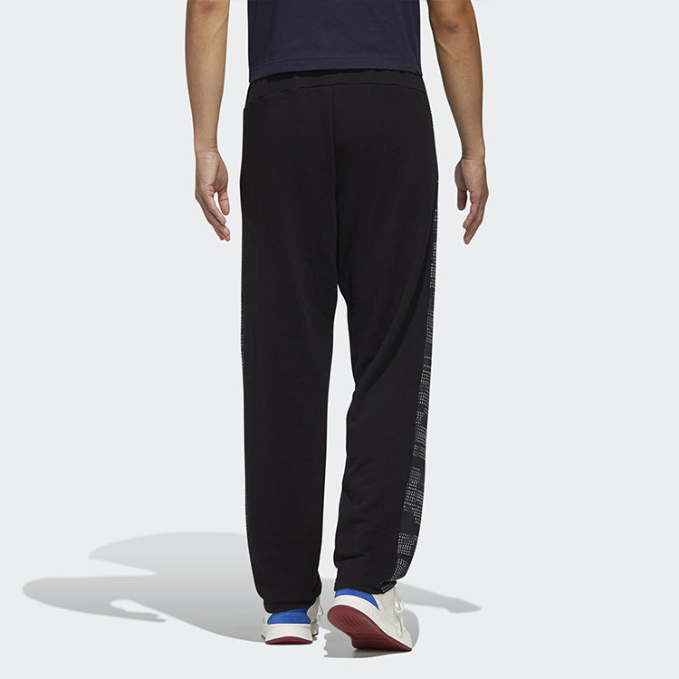 adidas M Ess Aop Pnt Running, Casual, Loose, Straight, Sports Pants, Black FM3435
