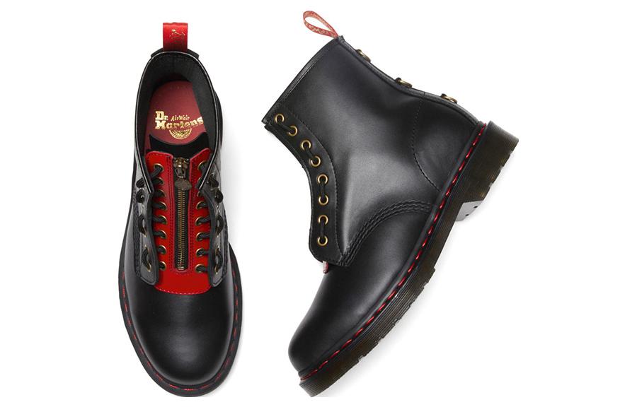 Dr. Martens 1460 Year of the Rabbit Leather Lace Up Boots 'Black Red' 30556004