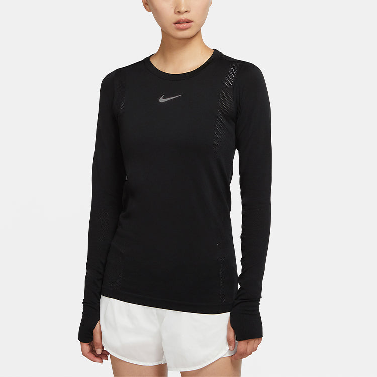 (WMNS) Nike Infinite Slim Fit Quick Dry Running Long Sleeves Black Gym Clothes CU3123-010