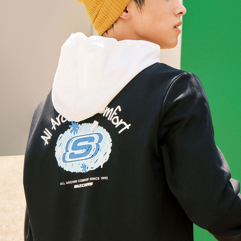 Skechers Logo Graphic Crew Sweater 'Black Blue White' L322U086-0018