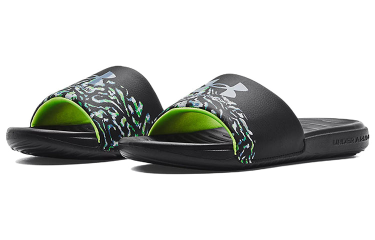 (WMNS) Under Armour Ansa Graphic Slide 'Black Quirky Lime' 3024436-008