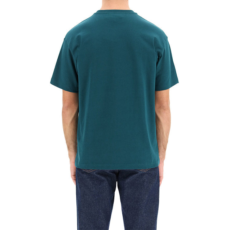 Men's KENZO Tiger Head Embroidered Cotton Loose Version Round Neck Short Sleeve Green FA65TS0654YI-73