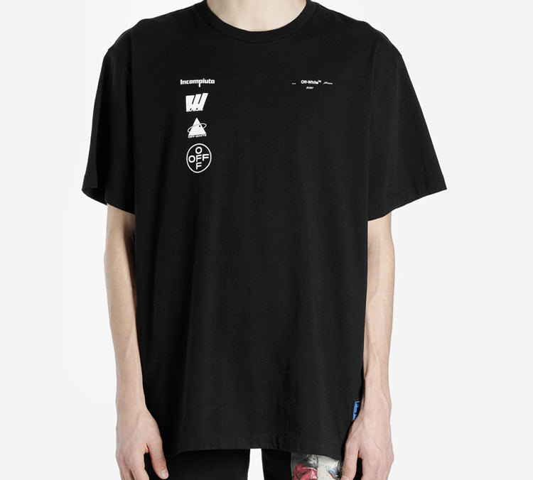 Off-White Back Photo Printing Short Sleeve Loose Fit Black OMAA038E191850051088