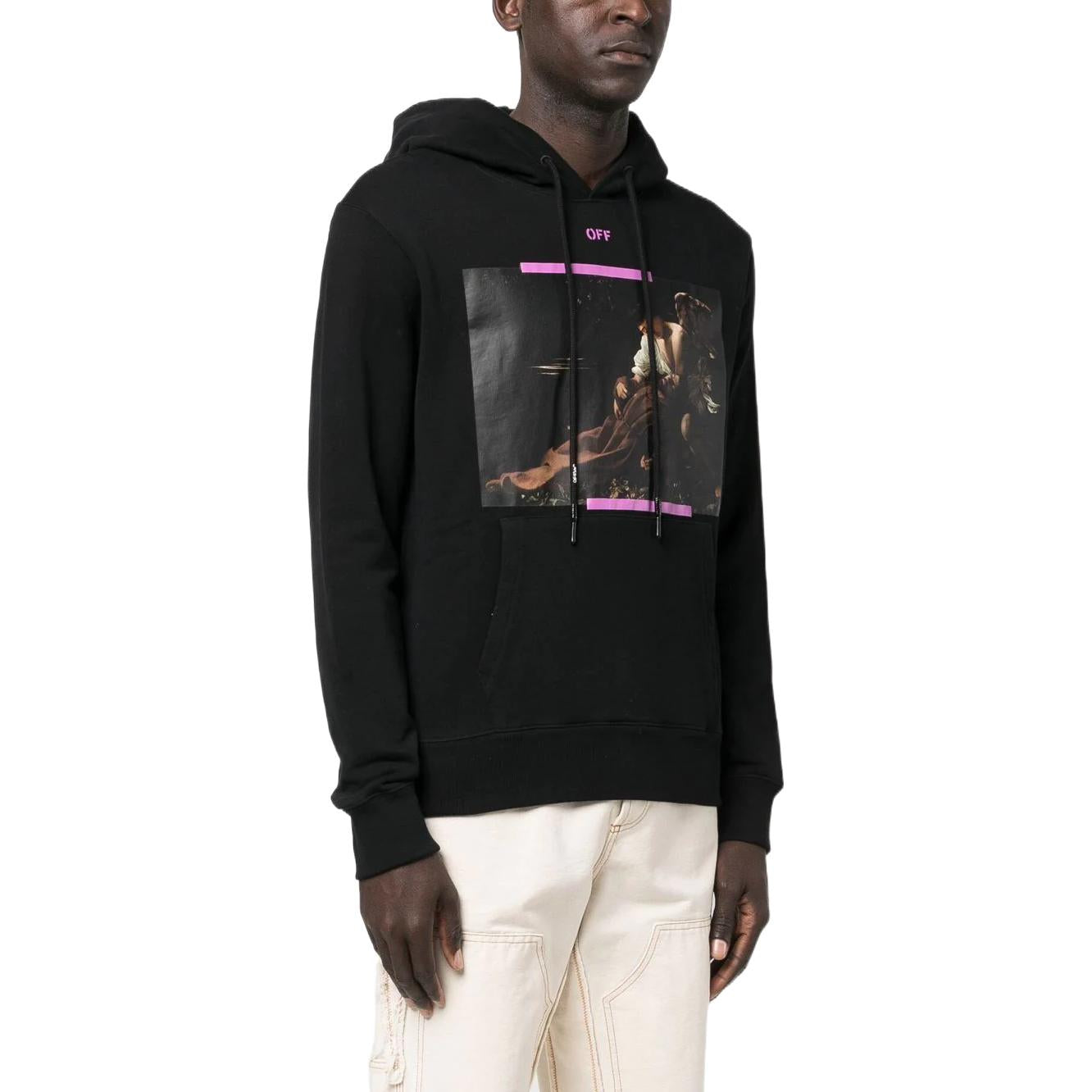 Off-White Caravaggio Print Cotton Hoodie 'Black Cyclamen' OMBB097S23FLE0031034