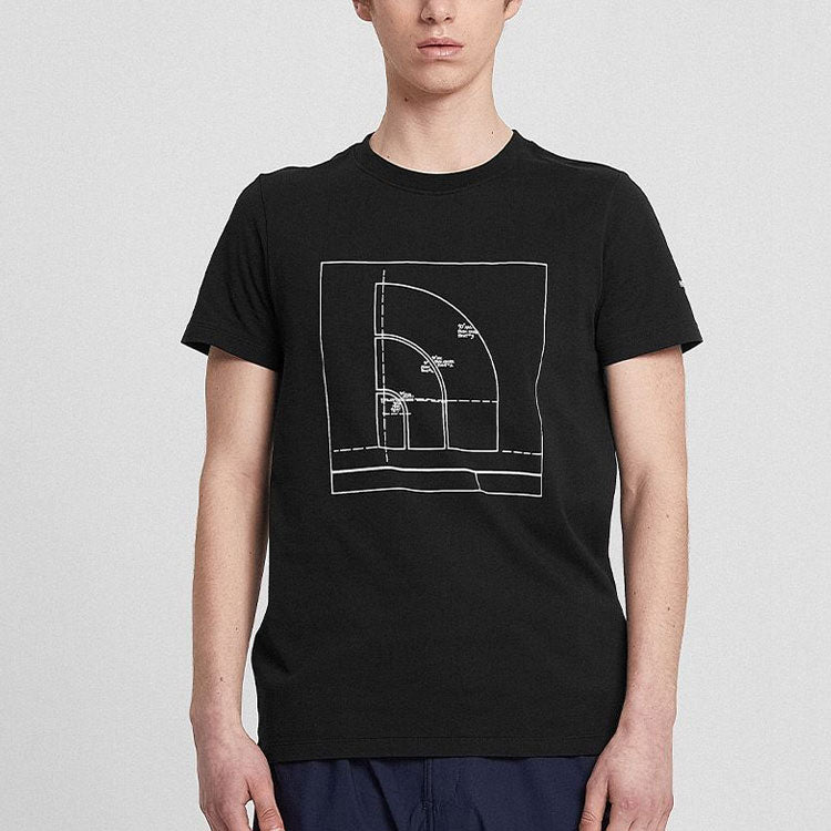 Men's THE NORTH FACE SS20 Geometry Pattern Logo Quick Dry Short Sleeve Black 4998-JK3