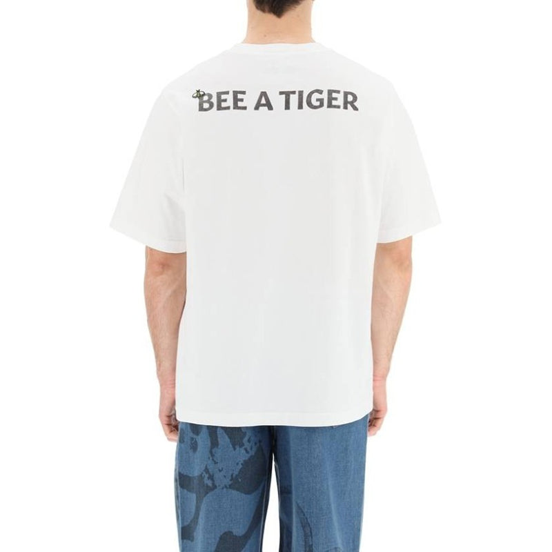 Men's KENZO SS21 Tiger Head Pattern Round Neck Short Sleeve White FB55TS0844SB-01B