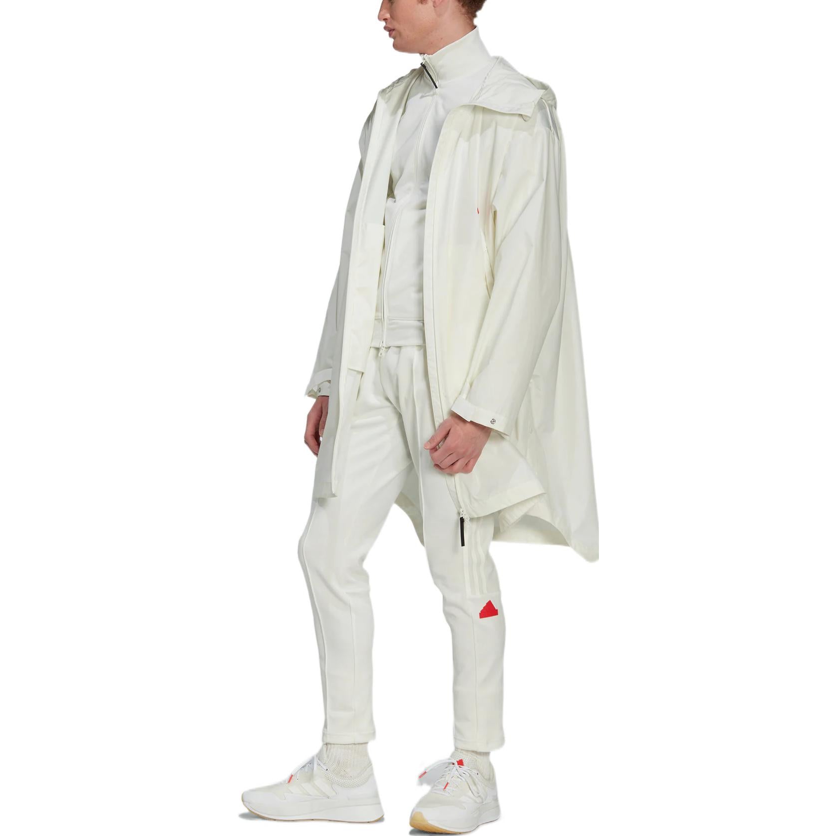 Men's adidas Logo Solid Color Hooded Jacket Windbreaker White HN1943