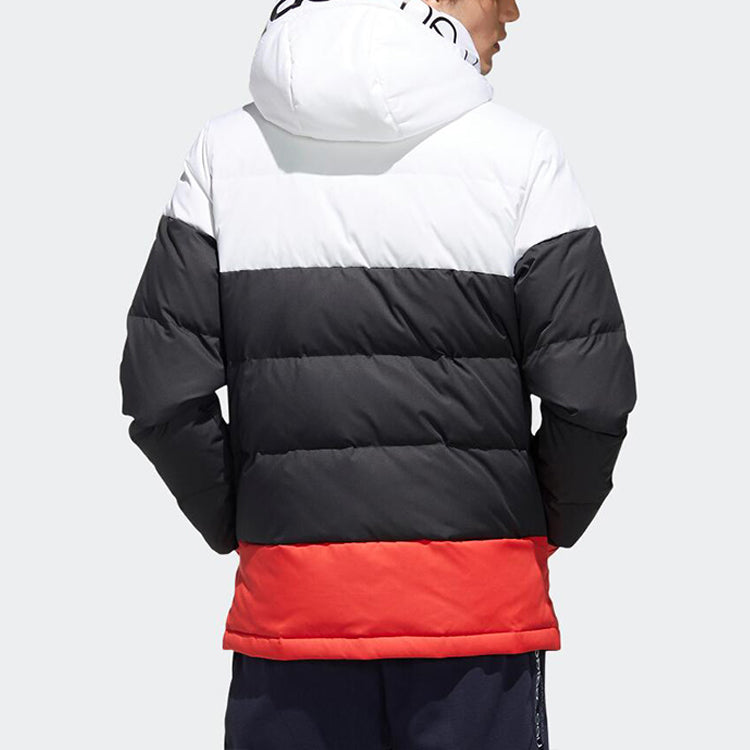 adidas neo logo Printing Colorblock Casual Stay Warm Sports Down Jacket Black White Red Colorblock GJ8816