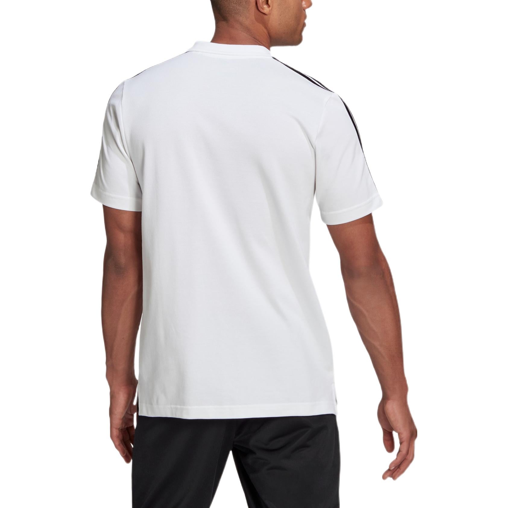 Men's adidas Printing Stripe Brand Logo Breathable Solid Color Short Sleeve polo White Polo Shirt GK9138