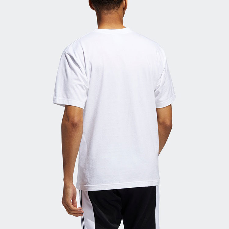 adidas originals Grid Tref Tee Retro mesh Logo Printing Sports Round Neck Short Sleeve White FM1560