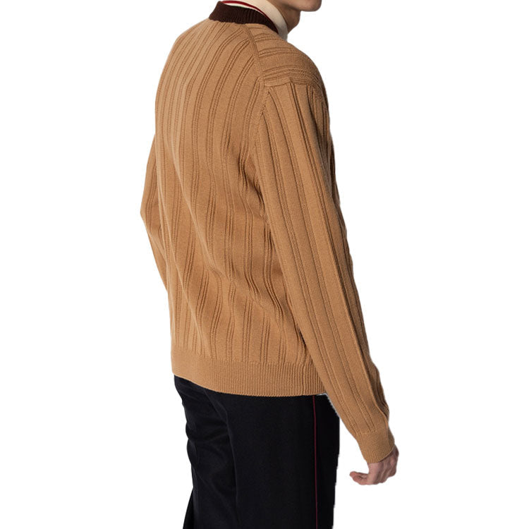 Gucci Rib Knit Wool Cardigan With Gucci Label 'Camel' 646809-XKBQT-2668