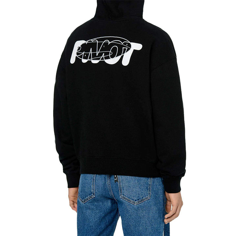 Off-White FW20 Embroidery Hooded Pullover Men Black OMBB034E20FLE0031001