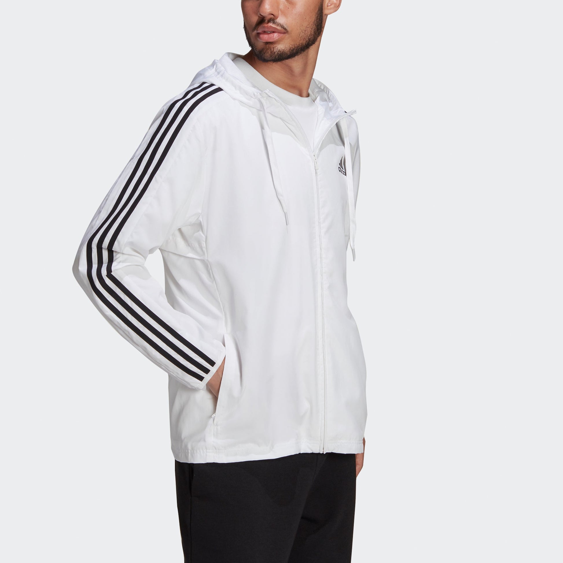 adidas M 3s Wb Casual Sports Hooded Jacket White H14625