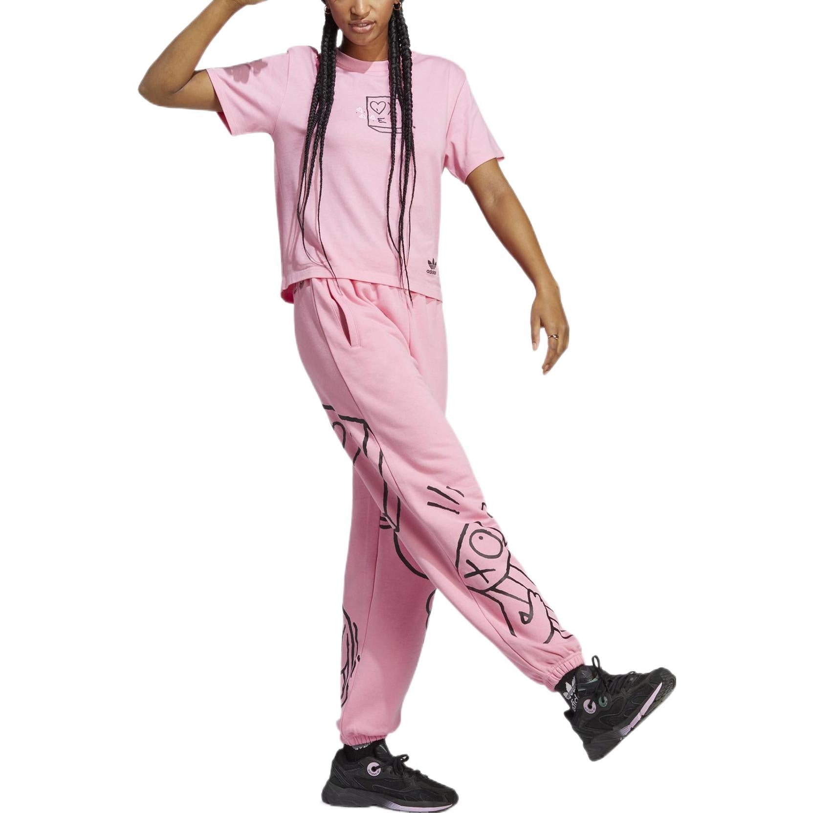 (WMNS) adidas Andre Saraiva T-Shirt 'Pink Black White' HZ9003