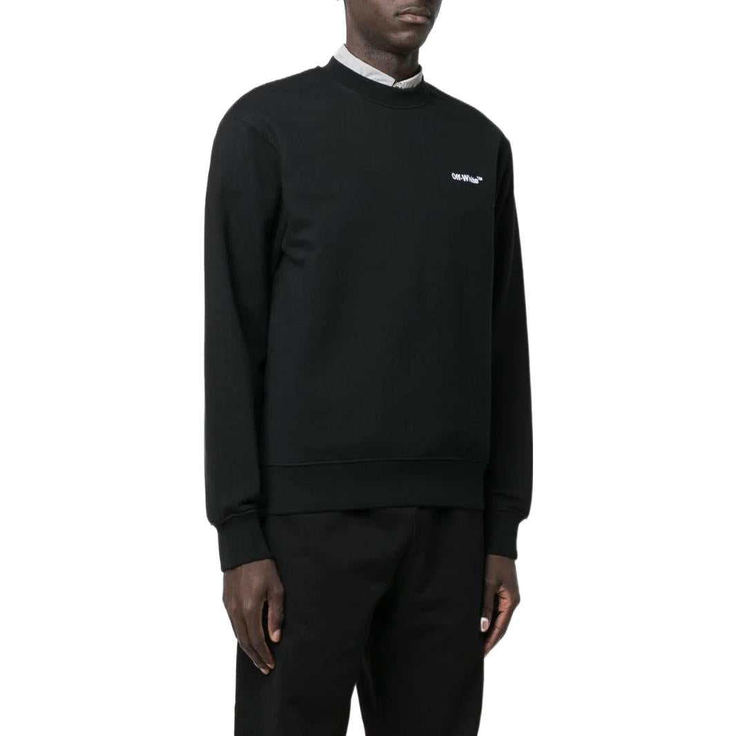 Men's Off-White FW22 Solid Color Logo Printing Round Neck Long Sleeves Version Black OMBA057C99FLE01010011001