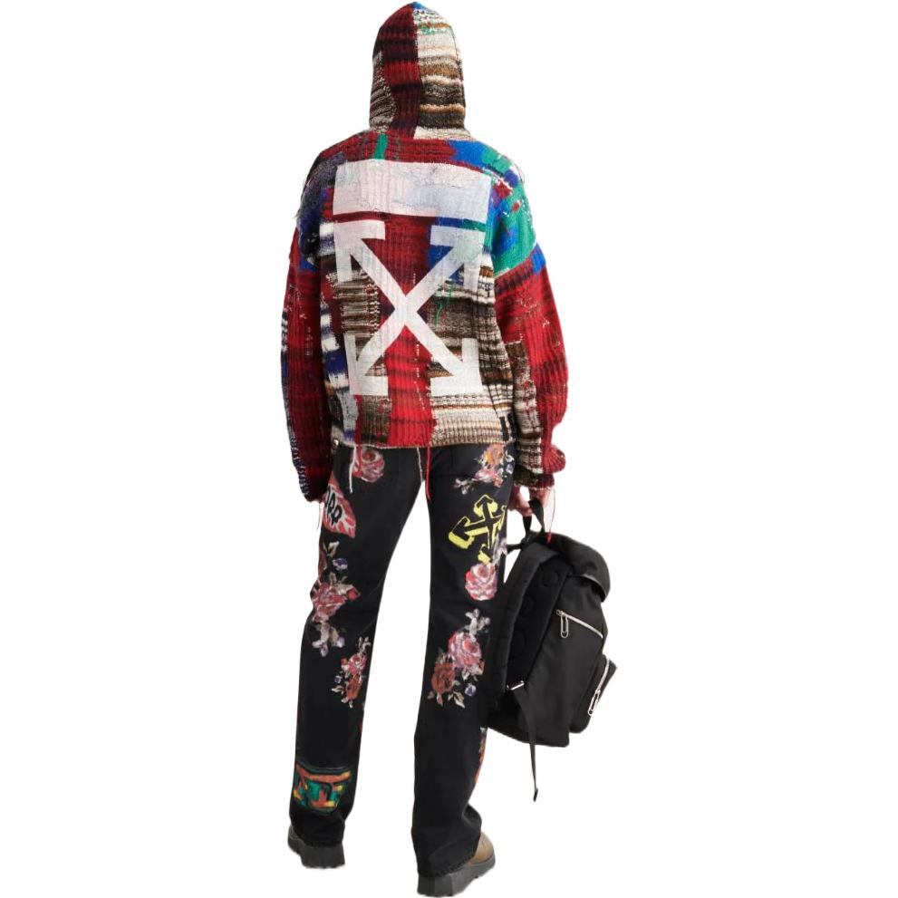 Men's Off-White FW22 Colorblock Hooded Knit Long Sleeves Wool Sweater OW5