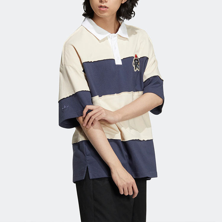 adidas x CHARR Short Sleeve Polo Shirt 'Cream White Navy' HR3467