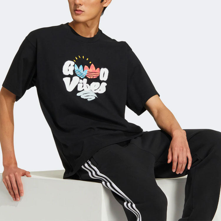 adidas originals Y2K Tee 1 Alphabet Cartoon Logo Casual Sports Short Sleeve Unisex Black HM8001