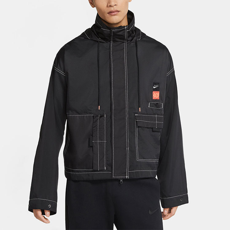 Men's Nike KD Swoosh Embroidered Pattern Woven Basketball Jacket Asia Edition Black CV2404-010