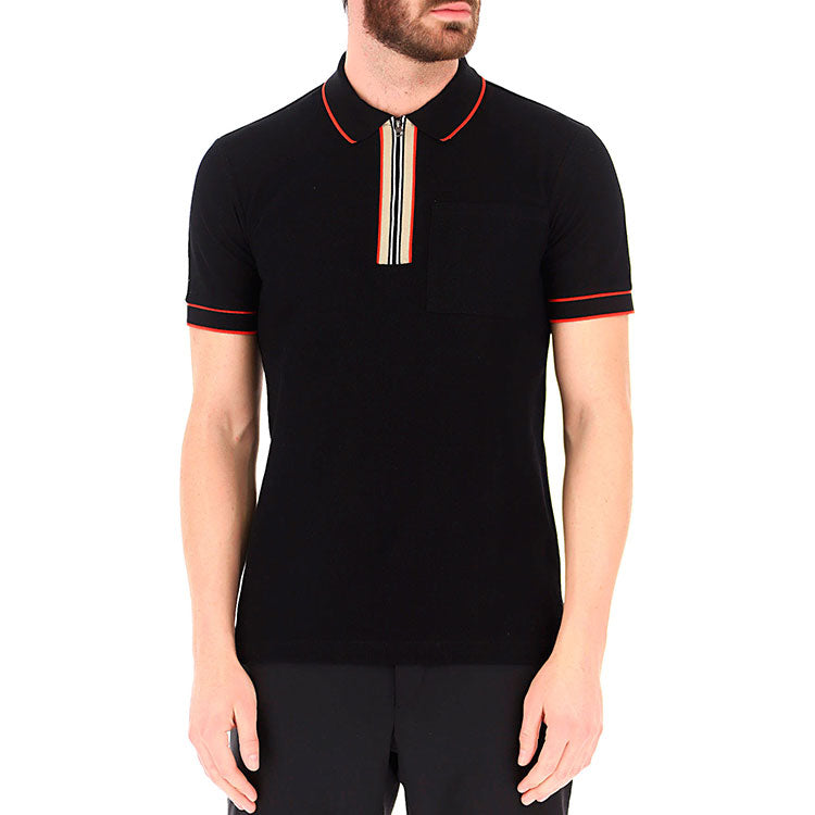 Men's Burberry Stripe Short Sleeve Polo Shirt Black 80333961