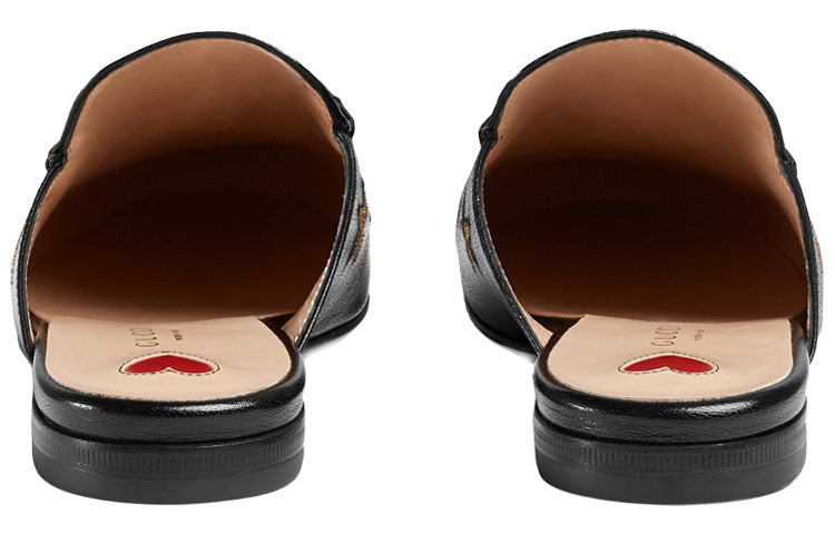 (WMNS) Gucci Princetown Embroidered Leather Slipper 'Black' 505268-D3V00-1000