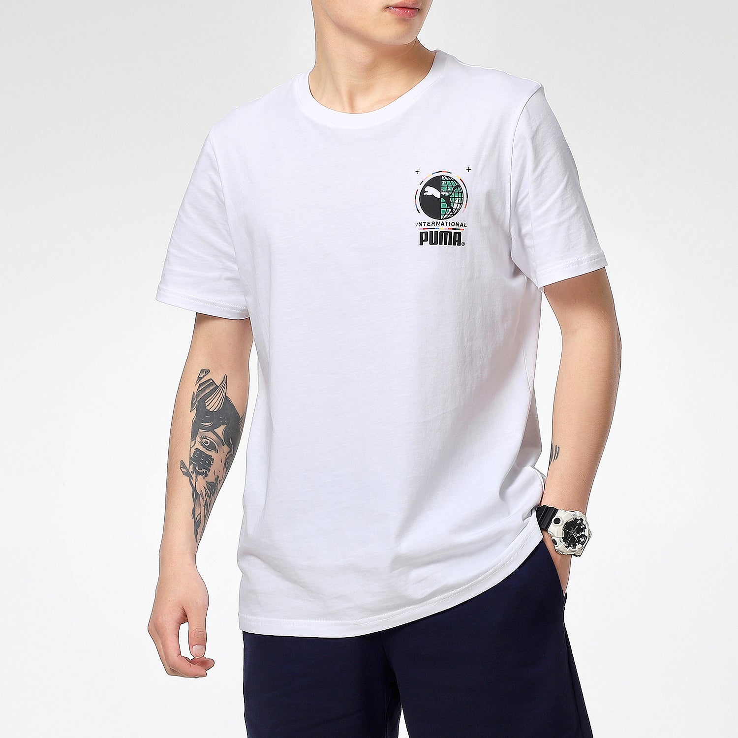 PUMA Graffiti Photo Print Short Sleeve T-Shirt 'White Blue Red' 531307-02