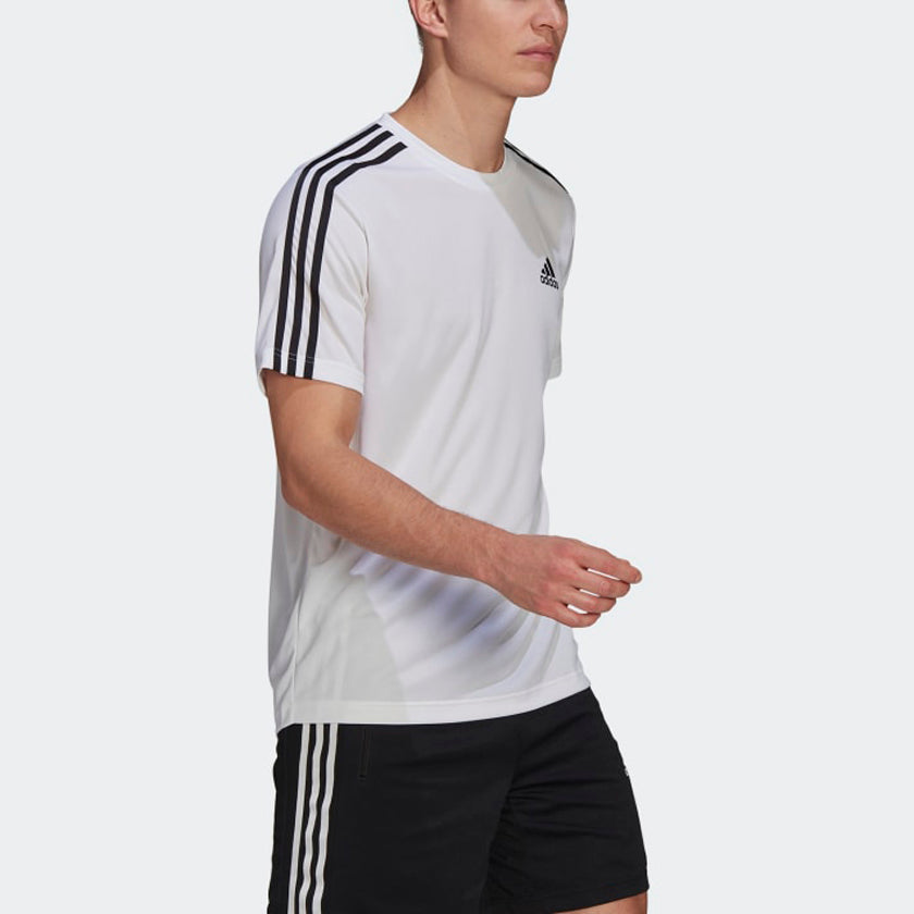 adidas Aeroready Sports Triple Stripes Short Sleeve Men's White GM2156