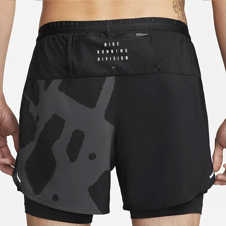 Men's Nike Printing Pattern Drawstring Lacing Loose Shorts Black DQ4762-010