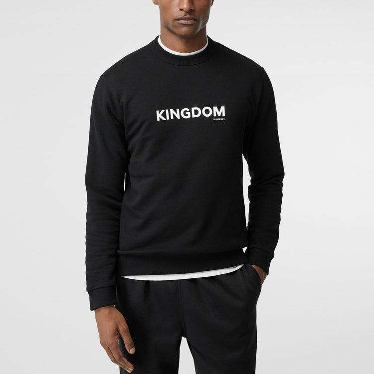 Men's Burberry Alphabet Round Neck Pullover Long Sleeves Black 80244431