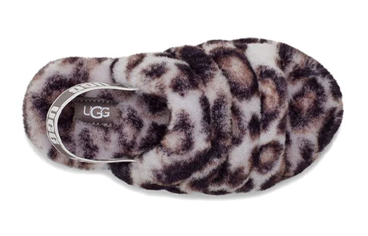 (PS) UGG Fluff Yeah Slide Panther Print Slipper 'Stormy Grey' 1123640K-SYGR