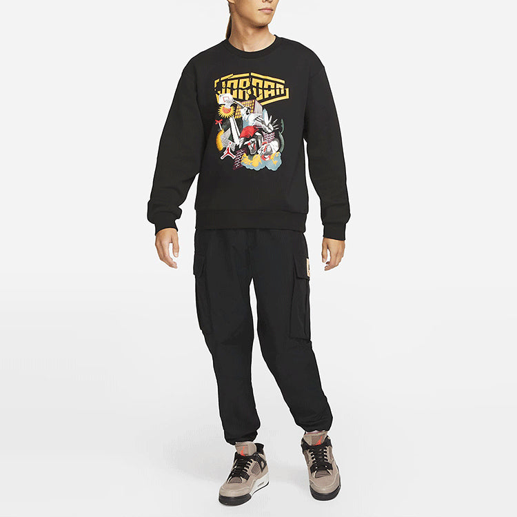 Men's Air Jordan DNA Funny Printing Athleisure Casual Sports Fleece Pullover Black DC9616-010