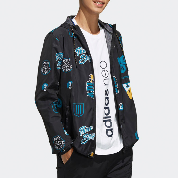 adidas neo M CS SV WB Zipper Casual Sports Hooded Jacket Black EI4748