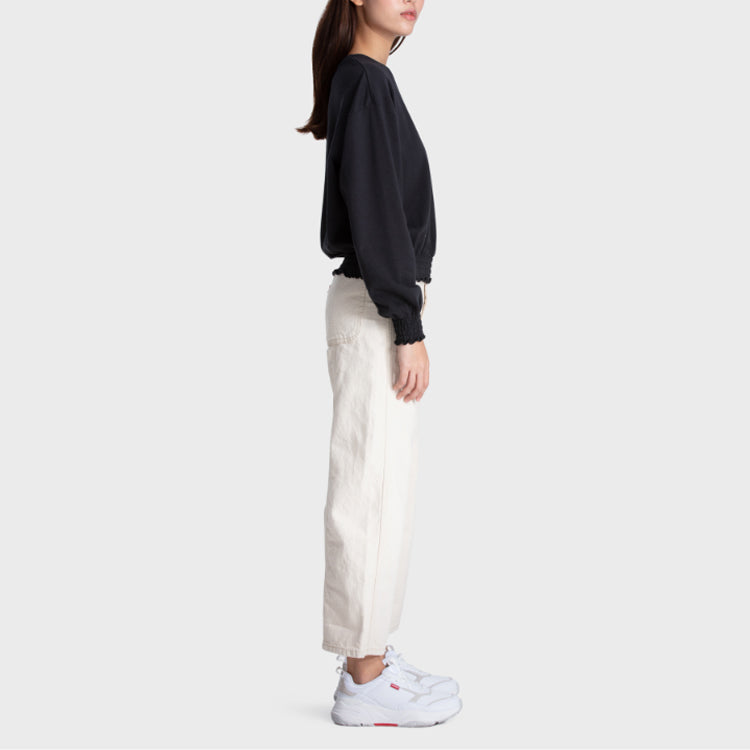 (WMNS) Levi's Casual Round Neck Long Sleeves Hoodie Black 85290-0005