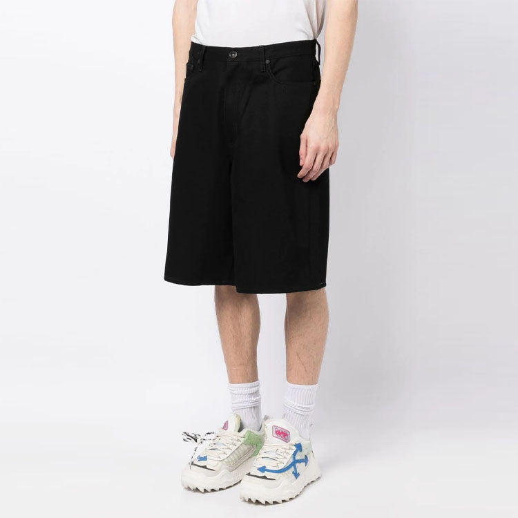 Off-White Logo-Print Knee-Length Shorts 'Black' OMYC010C99DEN0011001