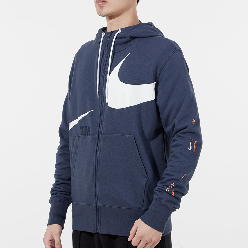 Nike Large Logo Printing Loose Hooded Jacket Navy Blue DD6088-437