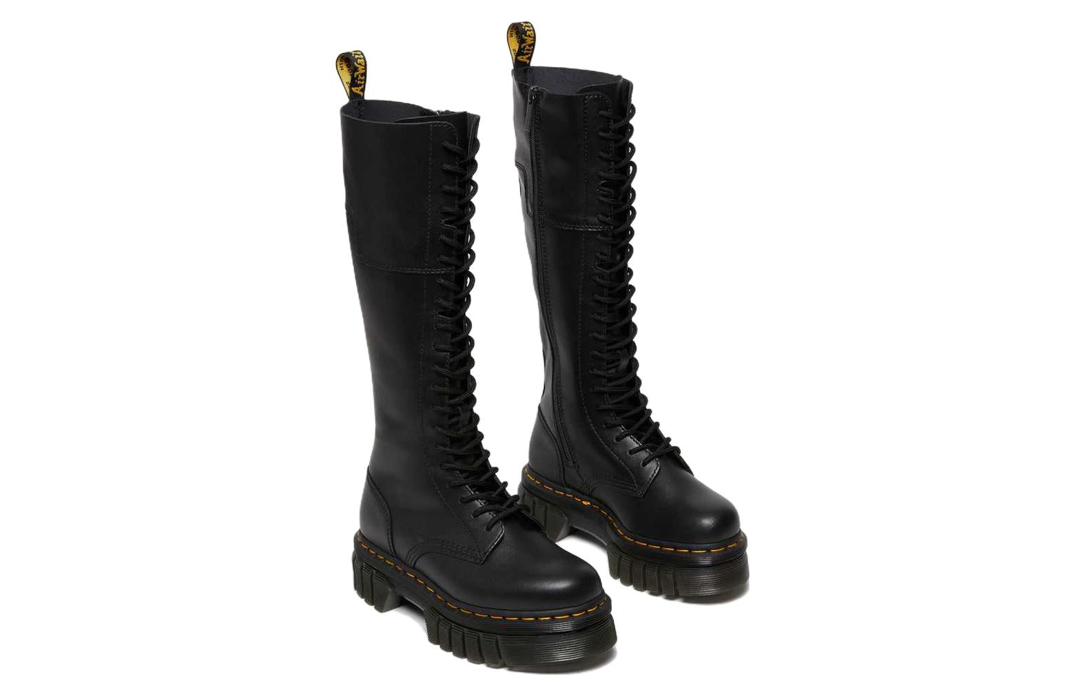 (WMNS) Dr.Martens Audrick 20-Eye Leather Knee High Platform Boots 'Black' 27953001