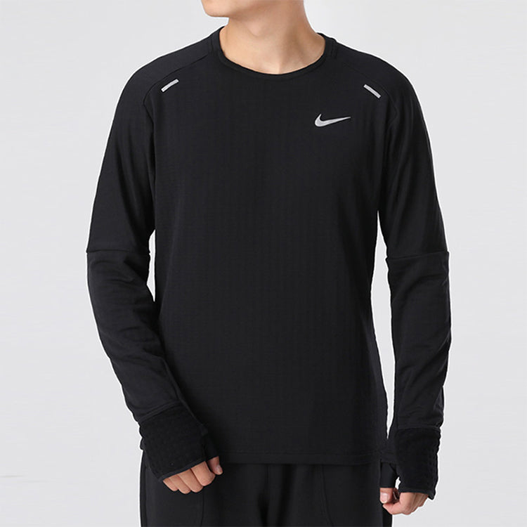 Nike Sphere Dri-Fit Running Exercise Round Long Sleeve T-Shirt Men's Black CU6084-010