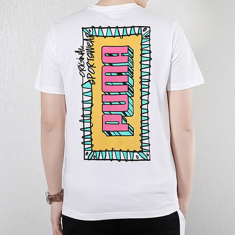 PUMA Back Large Logo Loose Short Sleeve White 579124-02