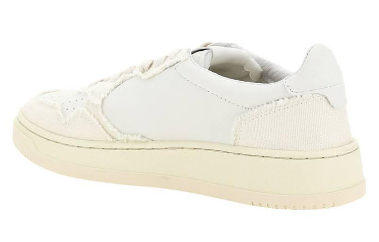 Autry Medalist Low Soft Goatskin Frayed Canvas 'White Ivory White' AULM-CB01
