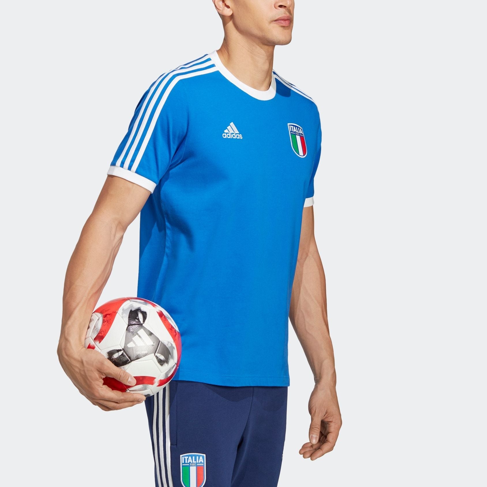adidas Italy 3-Stripes Tee 'Blue' HT2185